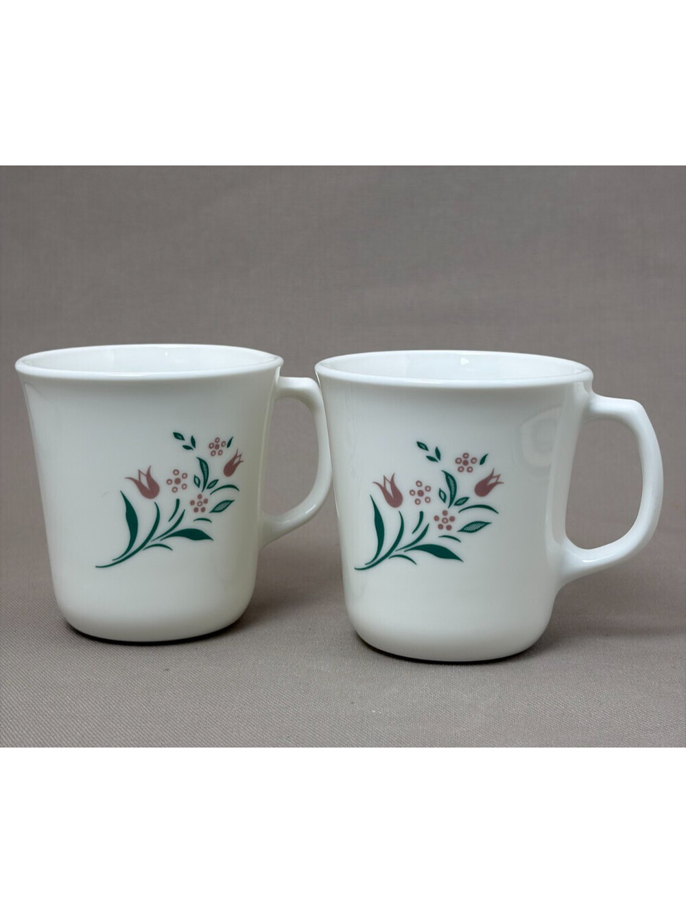 Vintage Corning USA English Meadow Mugs Set of 2 Corelle Pink Floral Cups 8 oz